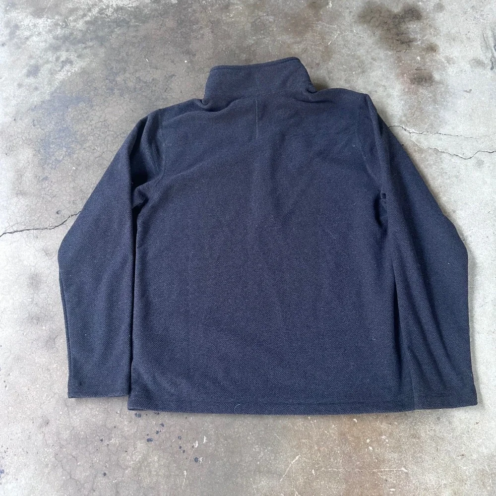 The North Face Fleece Pullover Mens Large Black Excellent 1/4 Zip Waffle Knit